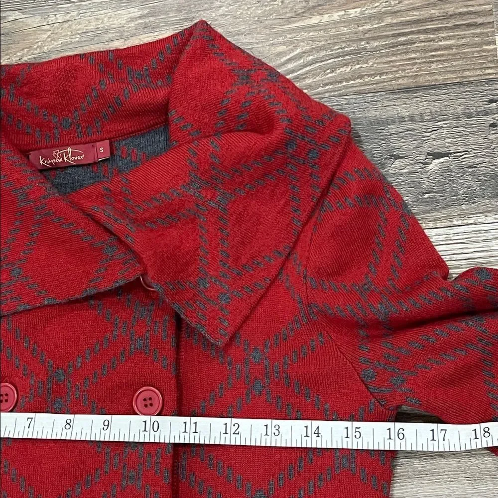 Krimson Klover Red 100% Wool Cardigan Sz S Bella Swan Preppy Rory Y2K Flaws